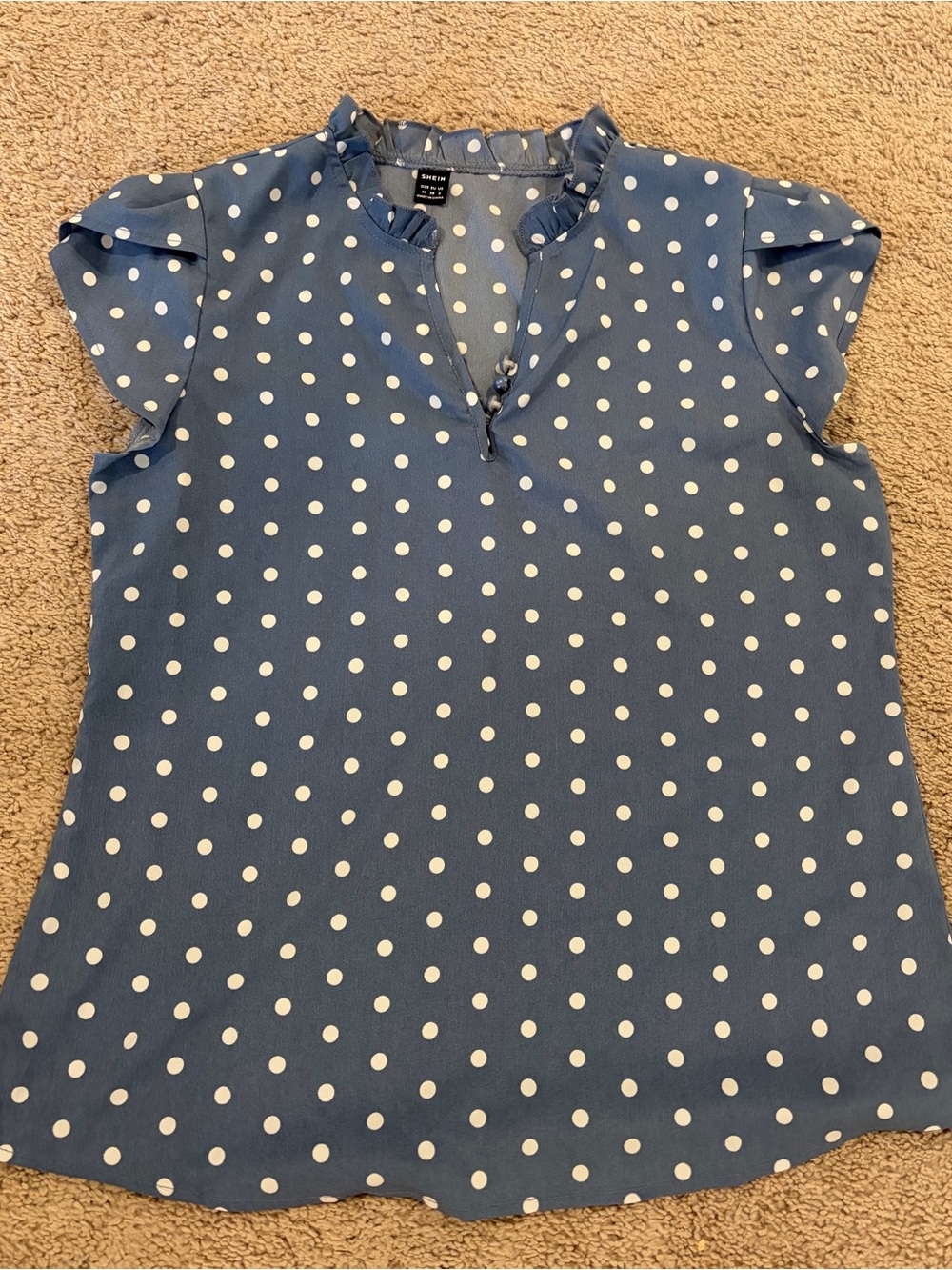 SHEIN Women’s Blue Polka Dot Blouse - M